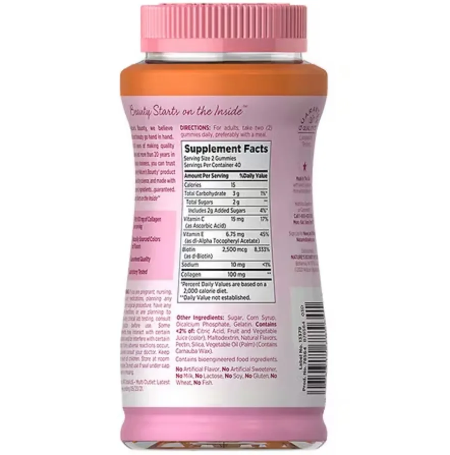 Nature's Bounty Hair, Skin & Nails Gummies Collagen & Biotin 100 mg collagen 80 pc