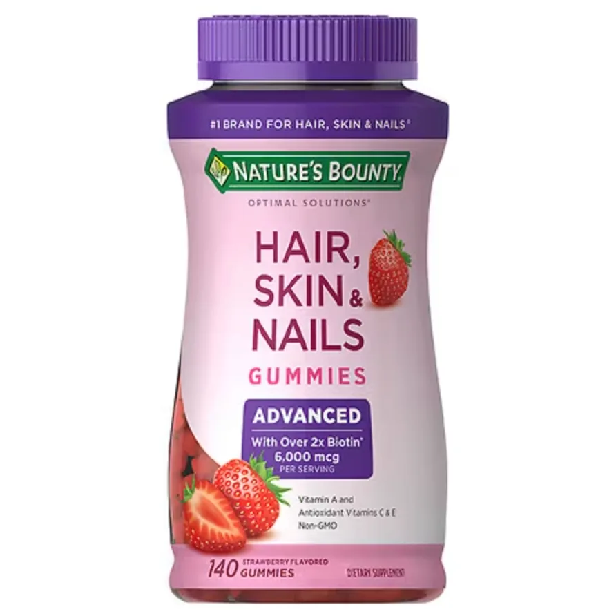 Nature's Bounty Hair, Skin & Nails Gummies Advanced 6,000 mcg biotin