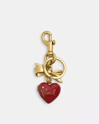 Coach Bow Heart Locket Bag Charm