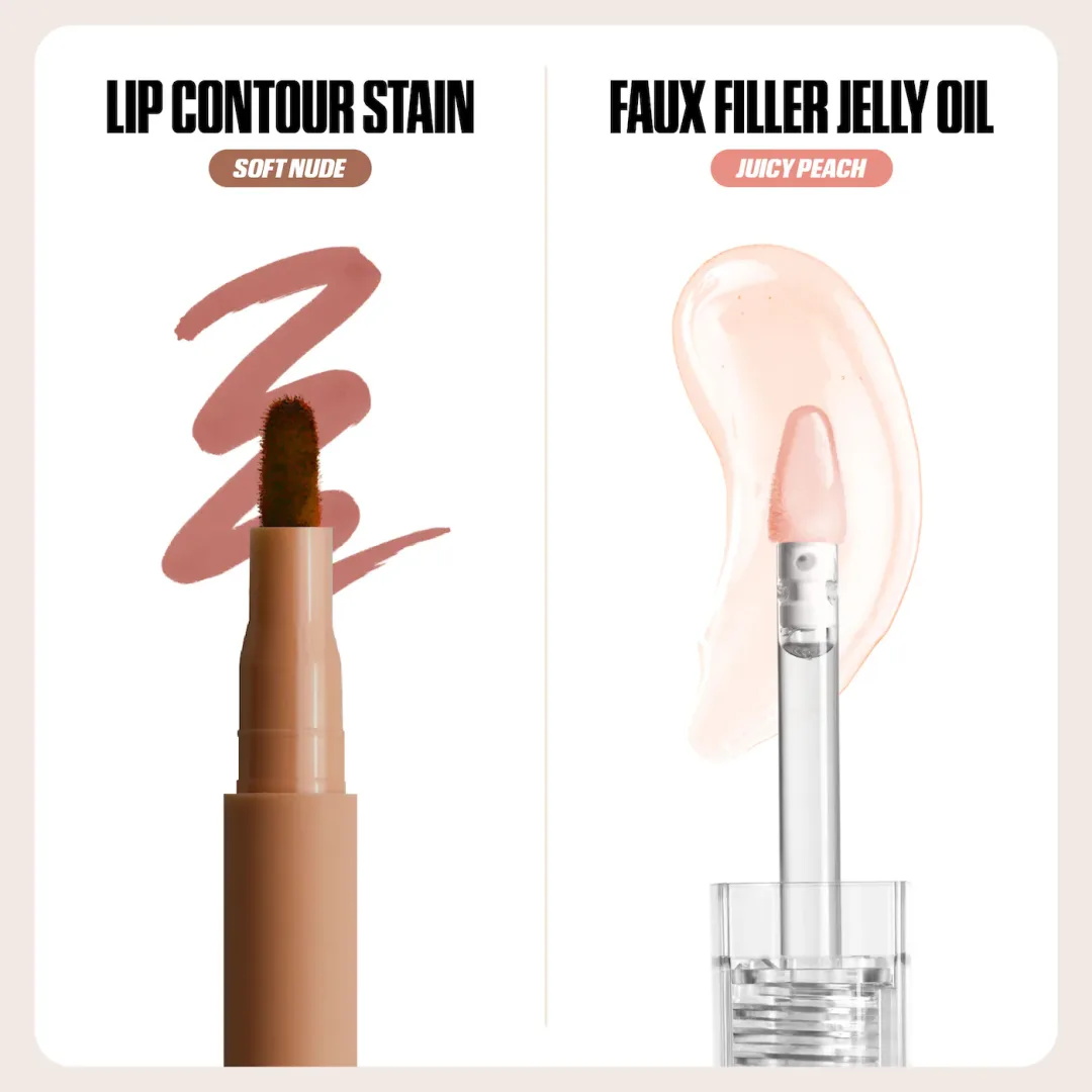 HUDA BEAUTY  Make Out Sesh Lip Stain and Lip Gloss Duos ROSY NUDES